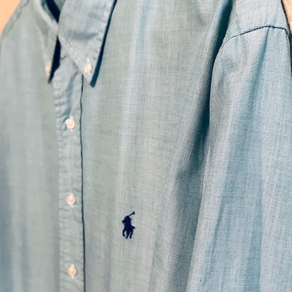 Ralph Lauren Custom Fit Men’s Oxford Shirt Size Neck 17 38/37 Mint Green L/XL